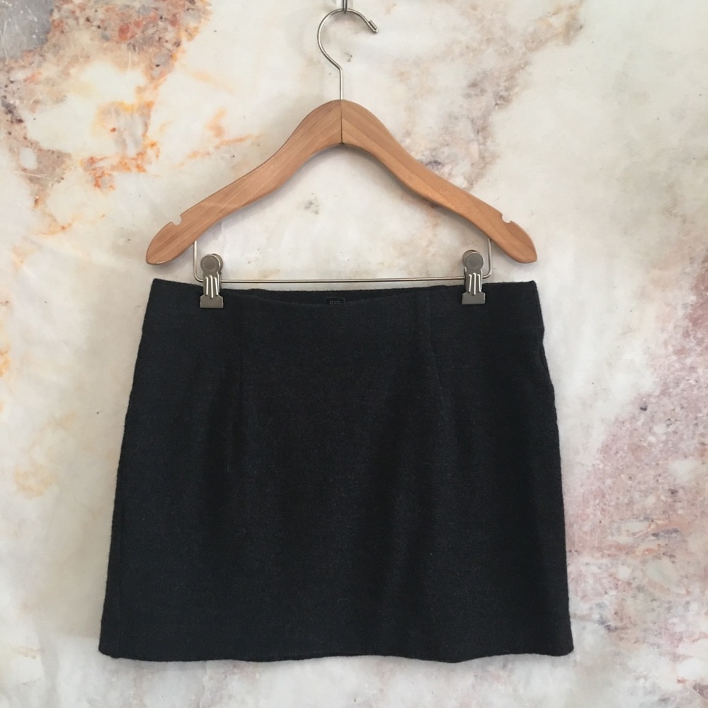 Eileen Fisher Black Wool Blend Mini Skirt